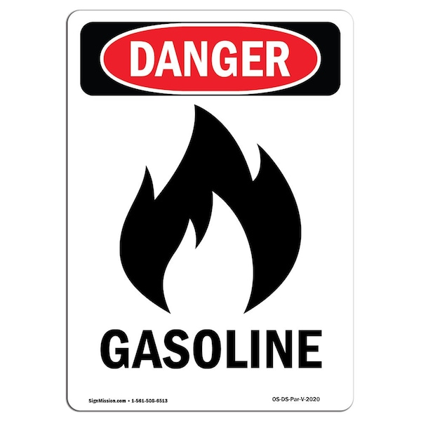 Safety Sign, OSHA Danger, 5" Height, Portrait, D-35-V-2020-10PK